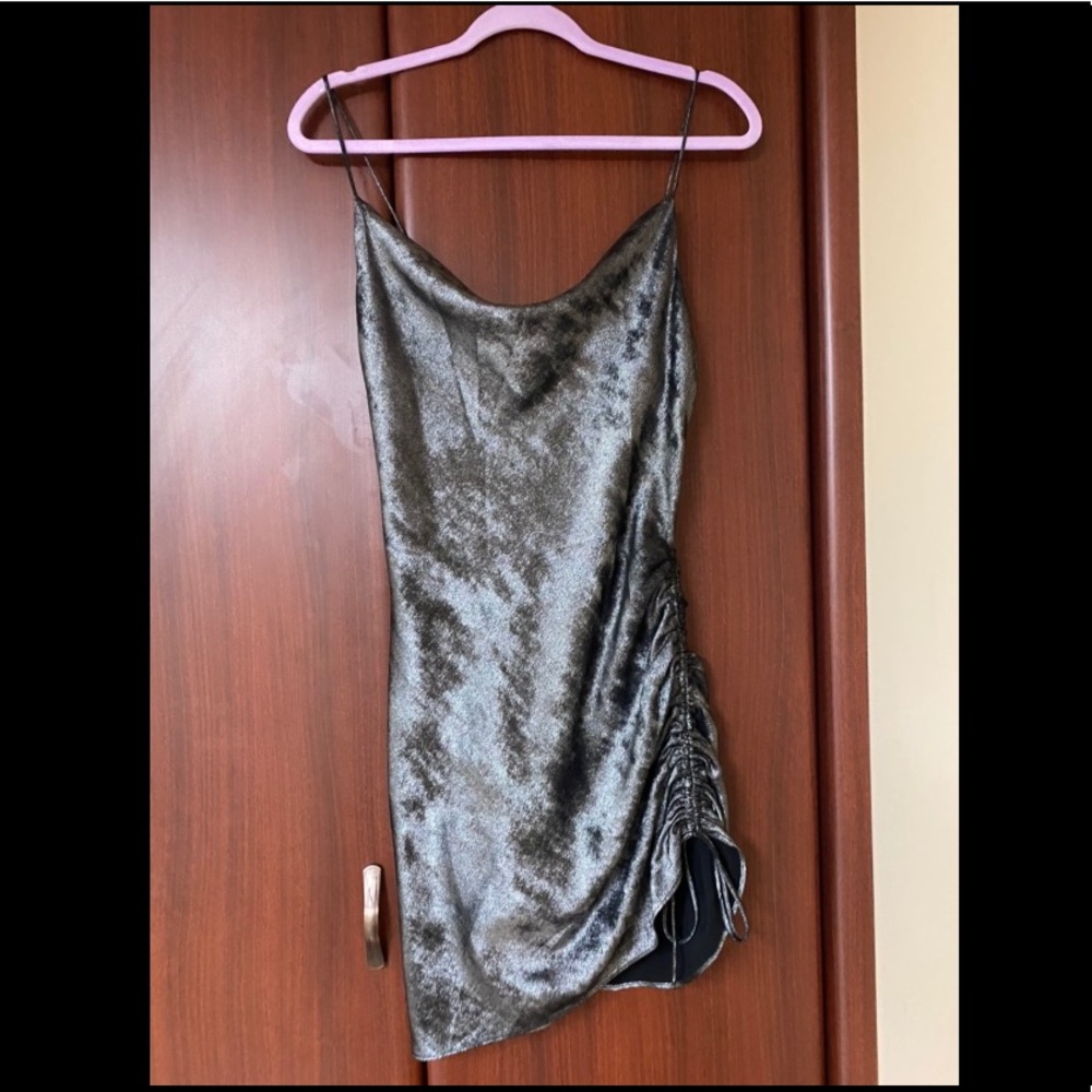 Topshop metallic mini dress cowl neck SIZE6